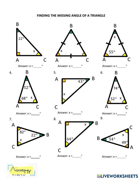 Angles Of A Triangle Worksheet