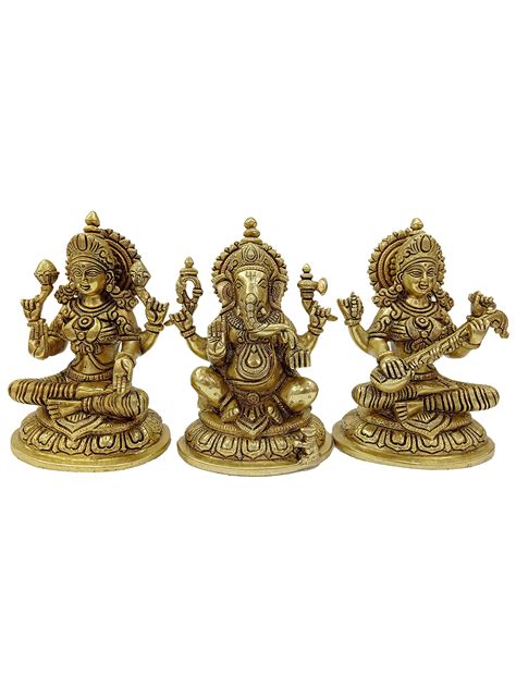 Buy Ganesh Lakshmi Saraswati Panchdhatu Idol Lord Ganesha Laxmi MATA