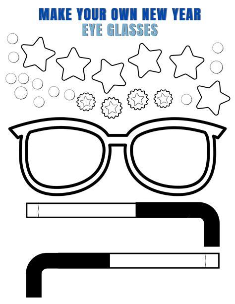 Happy New Year Printable Eye Glasses (Free To Print)