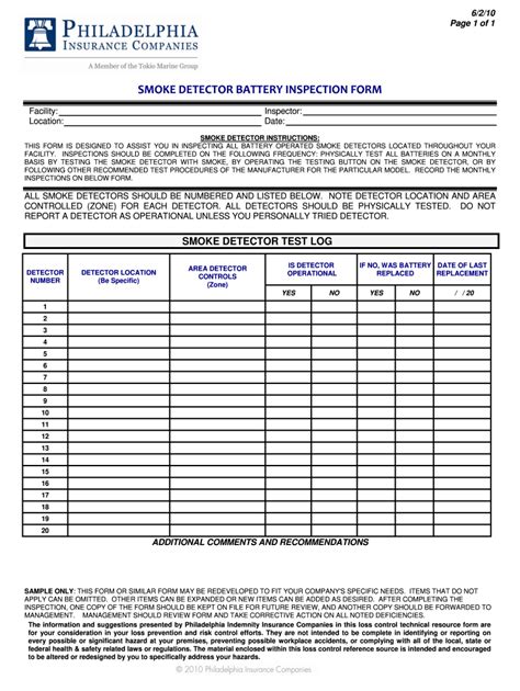 Smoke Detector Inspection Checklist Fill And Sign Printable Template Online Us Legal Forms