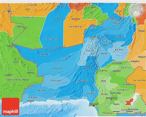 Political Shades 3D Map of Baluchistan