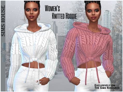 Women's Knitted Hoodie for Sims 4