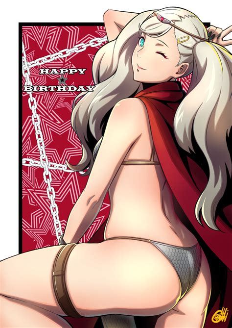 Rule 34 Alternate Costume Ann Takamaki Ass Atlus Blue Eyes Cape Female Gentle Sasaki Lipstick