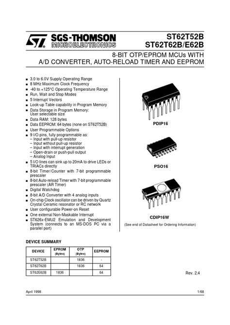 St62t62b Datasheet Pdf St Microelectronics