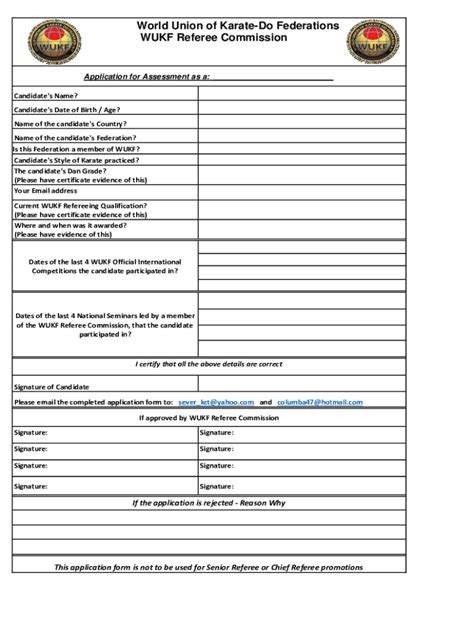 Fillable Online Wukf Application Form For Referee Assessment Fax