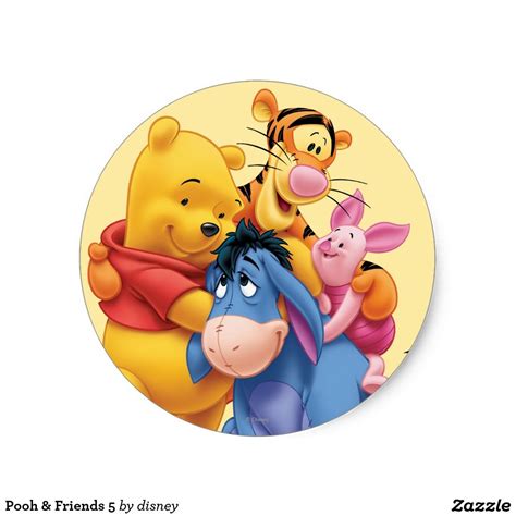 Pooh And Friends 5 Classic Round Sticker Zazzle Winnie Pooh Bilder