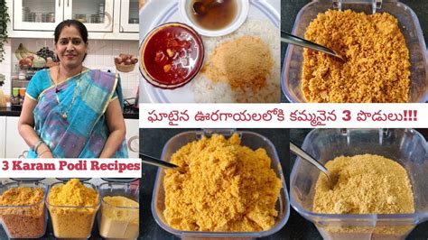 అననలక 3 రకల కర పడల Kandi Podi Kobbari Podi Nuvvula Podi