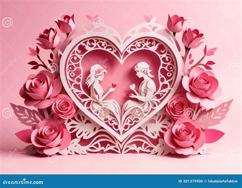 Valentine Background Card Mockup With Pink Roses And A Blank Sheet In