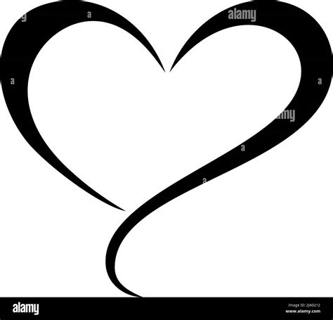 Heart Vector Curly Frame In Black White Isolated Background Abstract