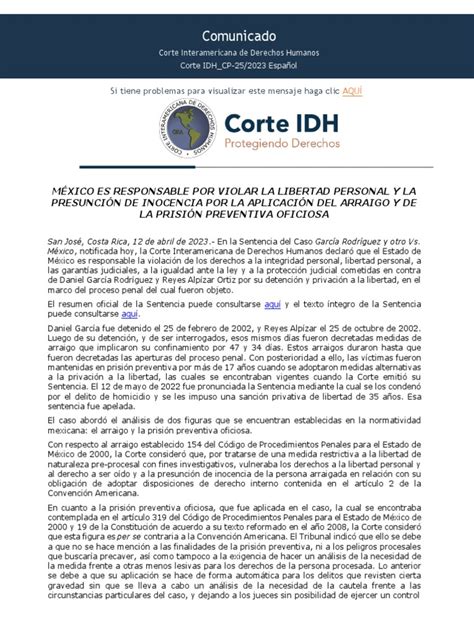 La Corte Idh Declara Responsabilidad Internacional De México Por