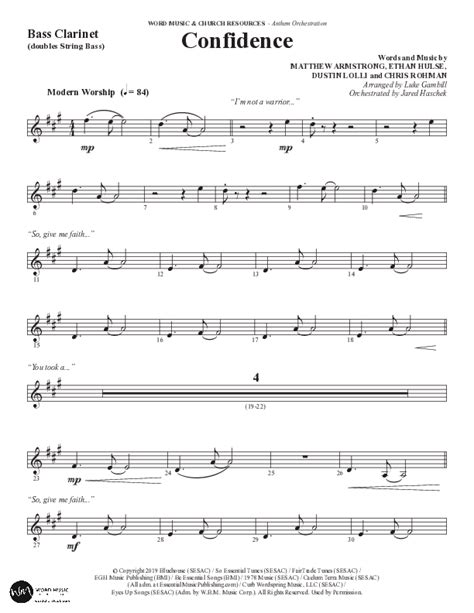 Confidence Choral Anthem Satb Bass Clarinetsheet Music Pdf Word Music Arr Luke Gambill