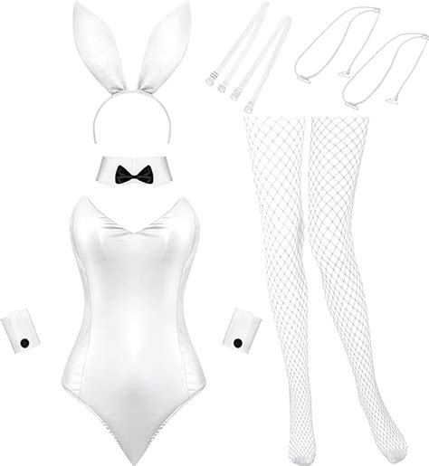 Geyoga Bunny Costume Women Lingerie And Tails Bodysuit Role Play Rabbit Outfit Set For Halloween
