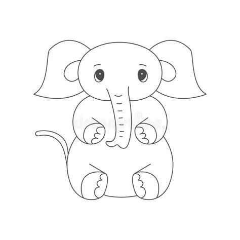 Funny Baby Elephant An Empty Outline For Coloring Books Scrapbooking