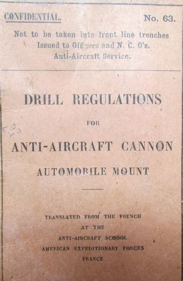 Books Manuals Us Wwi Manual Drill Regulations For Anti Aircraft