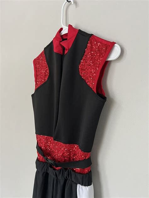 Weissman One Piece Black Red Sequin Dance Hip Hop C Gem