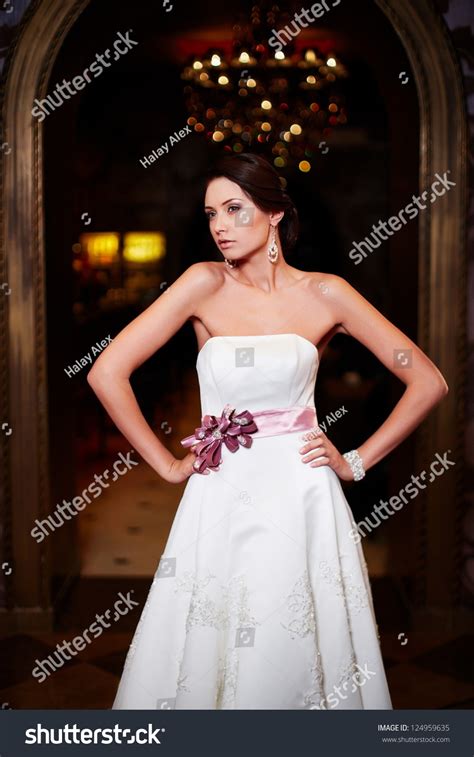 Happy Beautiful Sexy Bride Brunette Girl Stock Photo Shutterstock