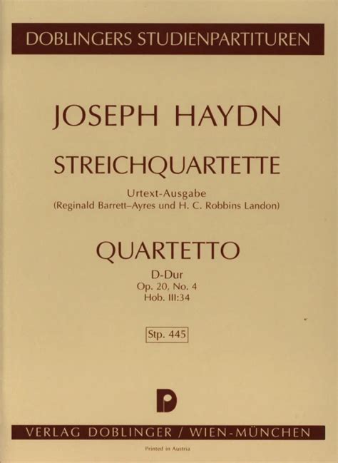 Streichquartett D Dur Op 20 4 Hob III 34 Von Joseph Haydn Im