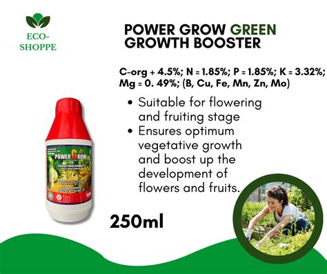 Power Grow Organic Foliar Fertilizer Green Red Ml For Growth