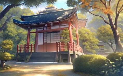 Premium AI Image | Anime style autumn japanese temple chinese temple ...