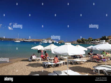 Lindos Beach, Rhodes, Greece Stock Photo - Alamy