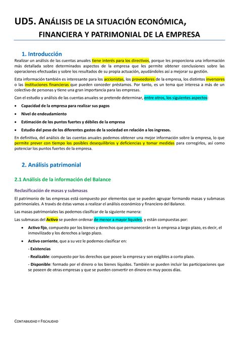 5 Análisis kjbkb UD5 ANLISIS DE LA SITUACIN ECONMICA