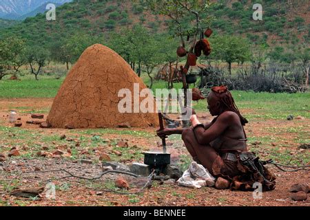 Himba Women In Front Of Their Hut Kaokoveld Namibia Stock Photo Alamy