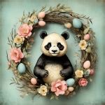 Easter Eggs Wreath Panda Bear Art Free Stock Photo Public Domain Pictures