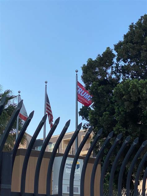 Unauthorized Trump Campaign Flag In Front Of A California Police