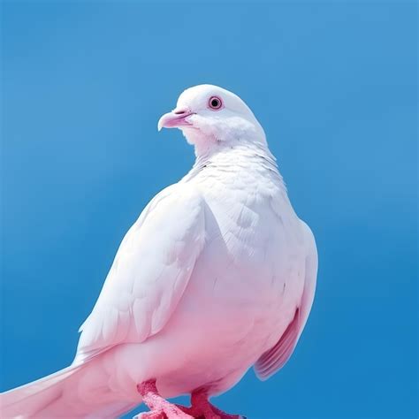 Premium Ai Image White Albino Pidgeon In Blue Sky