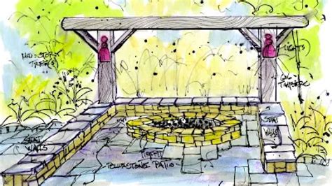 Landscape Rendering To Fire Pit Construction The Whispering Crane