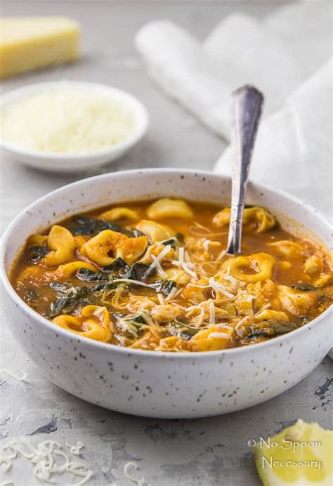 Easy Chicken Spinach And Tortellini Tomato Soup No Spoon Necessary