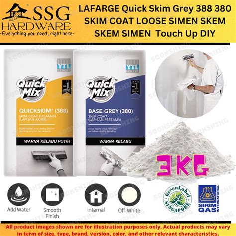 Ssg400 Lafarge Quick Skim Grey 388 380skim Coat Cement Fine White Color Loose Simen Skem Skem