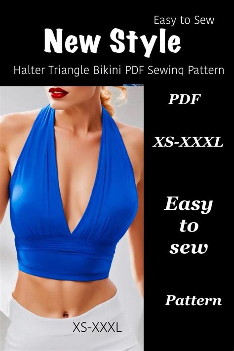 Halter Bikini Swimsuit Pdf Sewing Pattern Bathing Suit Bikini Top And Bikini Bottom Sewing