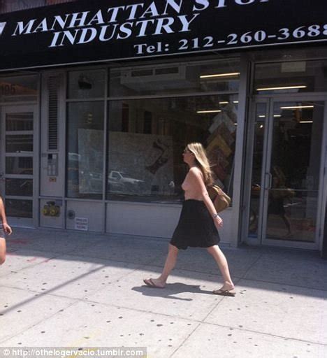 Its Not That Hot Woman Pictured Walking Topless Through The Streets Of New York The Heat