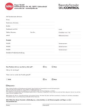 Siku Control Reparatur Service Online ausfüllen ausdrucken