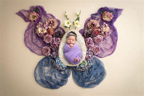 Newborn Photos with Butterflies | Newborn Sibling Photos