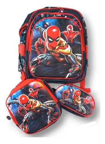 Mochila Spiderman Hombre Ara A Con Lonchera Termica Combo Piezas