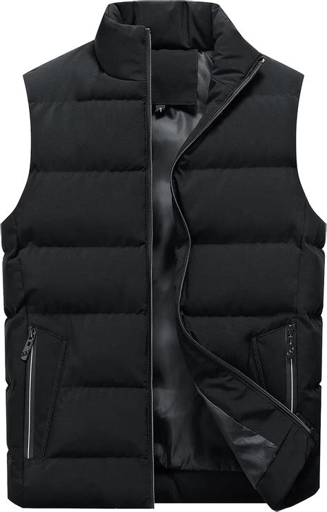 Locachy Mens Outdoor Casual Full Zipper Stand Collar Padded Vest Coats