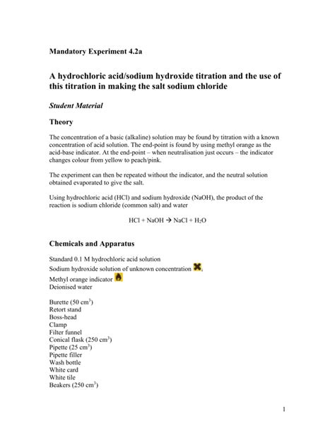 😂 Neutralisation experiment hydrochloric acid and sodium hydroxide ...