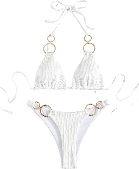 Bae Mod Women S Piece Ring Bikini Set Halter Triangle Tie Back Swimsuit Bathing Suits Shopstyle