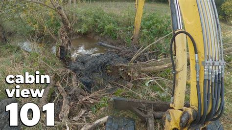 Beaver Dam Removal With Excavator No Cabin View Three Beaver