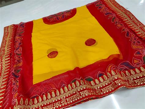 Rajasthani Pila Chunri Odhnas Jaipur Women Pure Georgette Etsy