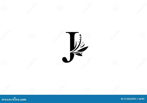 Monograma Florece Letra J Logo Manual Elegante Minimalismo Signo