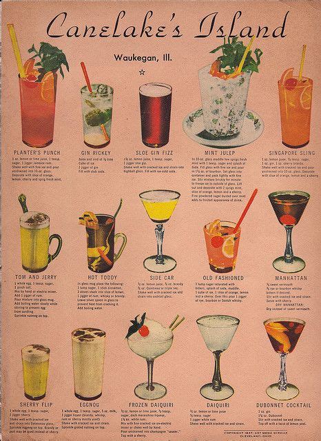 Vintage Cocktail Menu Classic Drinks And Fun Cocktails