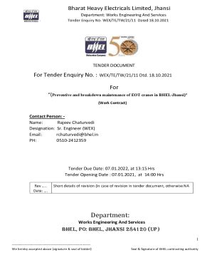 Fillable Online Tender Enquiry No WEX TE TW 21 11 Dated 18 Fax Email