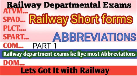 Railway Abbreviations Short Forms In Railway Full Forms Mostly