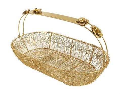 Golden Metal Wire Gift Basket Packing Wrapping Easter Christmas