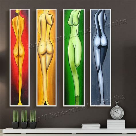 4piece Abstract Nude Art Canvas Handpainted Oil Wall Paintings No Frame