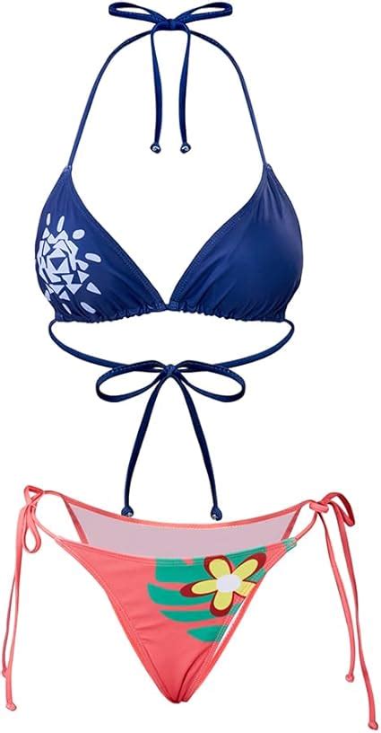 Amazon Ishowcos Nico Robin Cosplay Bikini Women Sexy Triangle Bikini Halter Two Piece Set