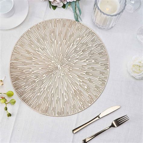 6 Pack 15 Gold Round Vinyl Placemats Non Slip Dining Table